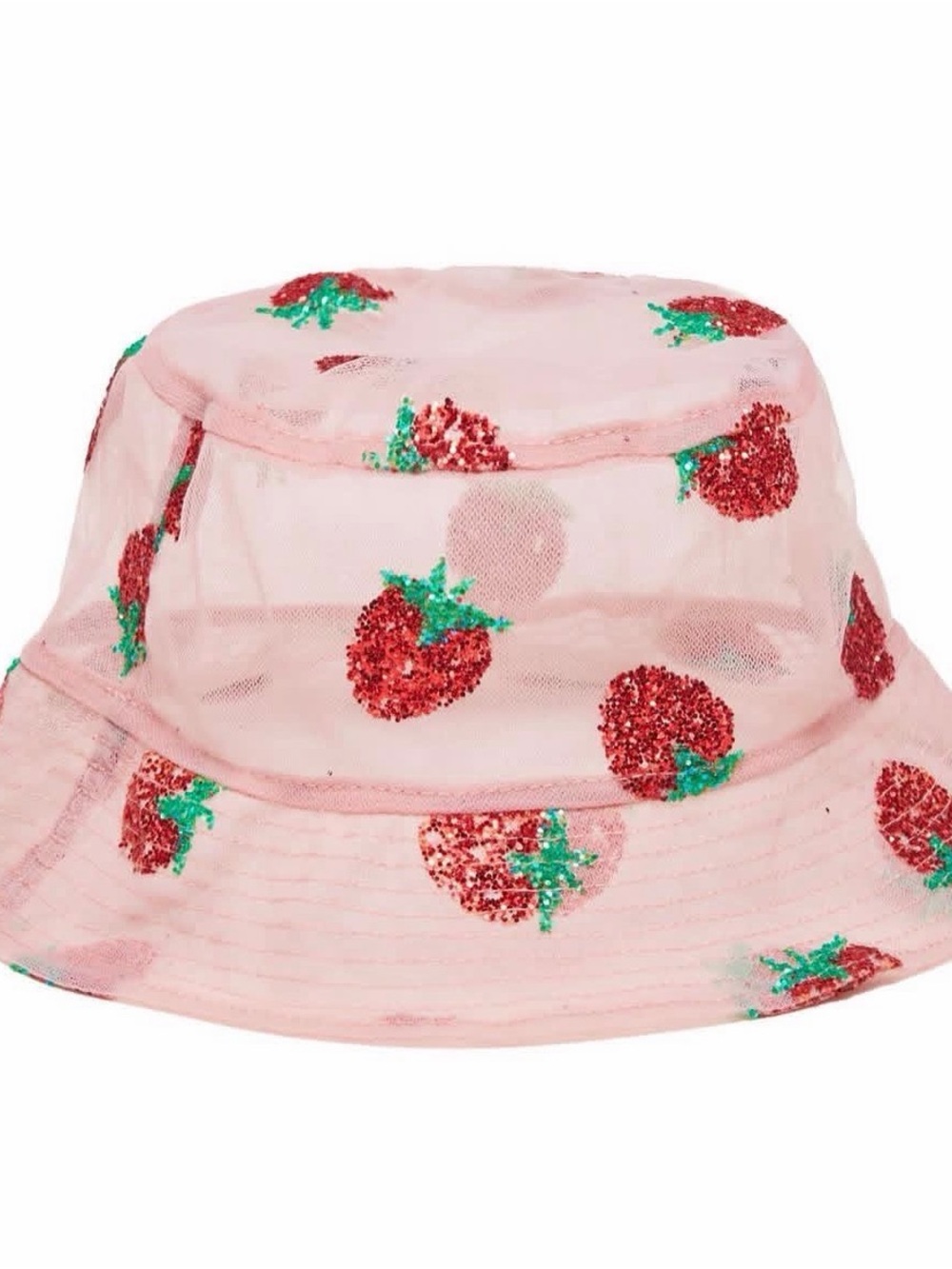 Lirika Matoshi Pink Sequin Strawberry Bucket Hat